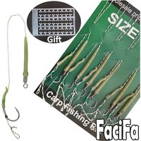 6 Stück Karpfenangeln Zubehör Haar Rig Angelhaken 1 Satz fertig gebunden Boilie Haken mit Angelschnur Anti Tangle Sleeve