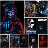 GAME g-Ghost COD Poster Self-adhesive Art Waterproof Paper Sticker Coffee House Bar Room Wall Decor