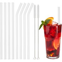 200*8mm wieder verwendbares Glass troh Set High Boro silicate Smoothie Cocktails Stroh gesundes umwelt freundliches Trinkhalm mit klarer Bürste