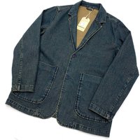 Men's Casual Denim Single Blazer Jacket Vintage Washed Distressed Overshirt Loose Fit Workwear Suit Coats
