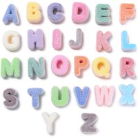5pcs/lot Mixed Acrylic Color Flocked Letter Flat Beads Cartoon 26 English Letter Beads Beaded DIY Jewelry Accessories