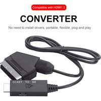 1M SCART to HDMI-compatible Converter Cable Video Audio Converter Adapter Scart in HDM Out Suport 720P/1080P Switch for HDTV DVD