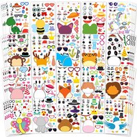 6-36PCS Make-a-face Sticker Sheets Make Your Own Animal Mix and Match Fantasy Animals Kids Party Favor Supplies Craft Puzzle Toy