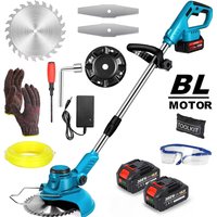 1800W Wireless Electric Lawn Mower Brushless Grass Trimmer Cordless Weed Wacker Adjustable Length Angle Branch Pruning Garden