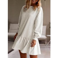 Casual Loose Sweatshirt Mini Dresses For Women With Long Sleeves And Ribbed Crewneck Pullover Styles Ruffle Sweatshirts Dress