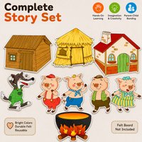 The Three Little Pigs Felt Story Set, 9PCS Fairy Tale Felt, Interactive Preschool Storytelling & Early Learning Teaching Prop