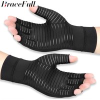Gants de Compression pour l'arthrite en cuivre, 1 paire, pour femmes et hommes, soulage la douleur des mains, le gonflement et le canal carpien, sans doigts pour la frappe