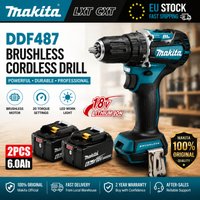Original Makita 18V LXT Akku-Bohrschrauber DDF487 Bürstenloser Hochleistungs-Bohrschrauber + 6,0Ah BL1860B BL1840 Akku-Set Original Elektrowerkzeug-Set EU Schnellversand