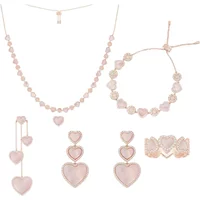 CY pink heart-shaped mother-of-pearl series necklace, bracelet, earrings and ring are suitable for gifts, parties and business