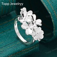 New Style 925 Sterling Silver Luxury Flower Ring For Fashion Women Charm Jewelry Birthday Party Gift