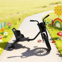 90*68*60cm Drift Scooter Pedal 360° Rotating Rear Wheel Universal Wheel Human Power Drift Trike Children’s Tricycle for 6 Years and Older