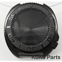 PVD Black Mod NH35 Turtle 44MM S Crown Case Sloping Bezel Turtle Abalone Captain Watch Case For NH34 NH35 NH36 NH38 Movement