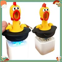 2026 Funny Screaming Chicken Luminous Button Keychain Yellow Duck Voice Decompression Sound Keyring for Stress Relief Finger Toy