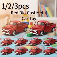 1/2/3PCS 1:32 Scale Red Pickup Alloy Car Model Die-Cast Metal Handmade Toy Car Kids Xmas New Year Gift Home Desk Decoration