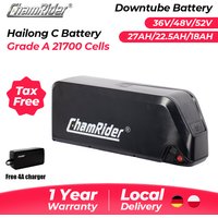 Chamrider Hailong C 48V 22.5Ah / 36V 27Ah Lithium down Tube Ebike Battery 21700 Cells 40A Bms 52V Electric Bike Black