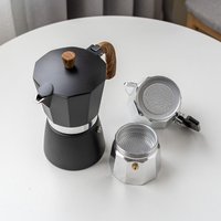 JUSTINLAU Italian Moka Pots Wood Handle Aluminum Espresso Coffee Maker Percolator Stove Top Pot Barista Tools Cafe Accessories