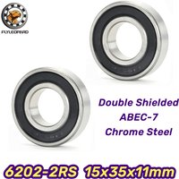 6202RS Bearing 15x35x11 mm Deep Groove Ball Bearing 2pcs ABEC-7 Double 2RS Rubber Sealed High Precision Industrial Motor Bearing
