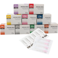 100PCS Tattoo Piercing Needles 30G 31G 32G 34G Sterile Painless Small Needle With Glue Cap Injector Micro Hypodermic Needle
