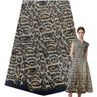 3MM Large Leopard Print 3D Sequin Embroidered Mesh Fabric, Embroidery Lace Sequin Fabrics for Clothing, 45cm x 130cm