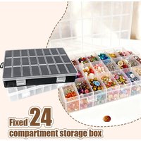 24 Grids Plastic Storage Box Clear Visibility Anti-Dispersal Bead Organizer Container With Snap Latch For DIY Crafts