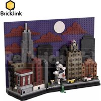 Bricklink MOC Ghostbusters New York City Skyline Sets Movie Scenes Firehouse ECTO-1 Vehicles Creative Building Blocks Toys Gift