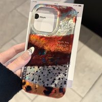 Retro Patchwork Color Block Glacier Pattern Phone Case For iPhone 16 15 Pro Max 14 13 12 11 Pro XS XR X 7 8 Plus Silicone Cover