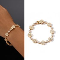 2026 Luxury Sunflower Zircon Bracelet Women 18K Gold Plated Round Crystal Chain Adjustable Fashion Jewelry Gift