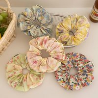 1pc retro romantic oil painting flower large intestine scrunchie, gentle temperament low ponytail ball head rubber band headband
