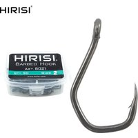Hirisi 50pcs PTFE Coated Eyed Fish Hooks High Carbon Steel For Carp Fishing High Quality Goods All For Fishing 8021