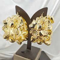 Gorgeous Big Flower Shape Women's Earring Pierced Electroplated Gold Copper Alloy Color Large Earring For Party Free Shipping