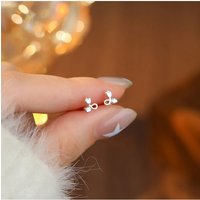 Real 925 Sterling Silver Tiny Minimalist Sweet Flower Heart Stud Earrings for Elegant Women Fine Jewelry Daily Accessories