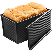 Long Pullman Loaf Pan with Lid Non-Stick Carbon Steel Bread Toast Mold Heavy Duty Bread Pan with Dough Scraper Baking Supplies