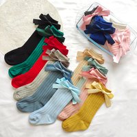 14 Colors Princess Girls Long Sock Big Bowknot Infant Baby Stockings Kids Cotton Sock Knee High Breathable Soft Children Socken