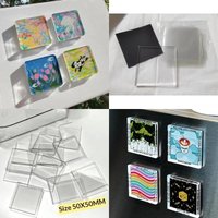 10Pcs High Transparent Acrylic Square Round With Magnetic Sheet Material Package Home Decor DIY Refrigerator Magnet