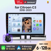 Radio samochodowe Junsun Android Auto do Citroen C3 2018 2019 2020 2021 2022 2023, multimedialny bezprzewodowy Apple CarPlay, inteligentne systemy, ekran dotykowy IPS, odtwarzacz wideo stereo, radio