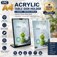 1PS A4Acrylic Panel Menu Display Stand L-Shaped Vertical Table Card Table Brand High-End Plastic Wine Catalog Menu Name Card