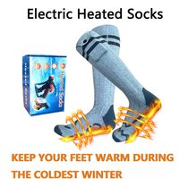 USB Heated Socks with 4 Heating Levels, Electric Foot Warmer for Men & Women in Skiing, Hiking & Winter Work