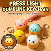 2026 Trendy LED Glowing Dumpling Keychain Mechanical Clicky Bao Bun Backpack Pendant Car Key Ring Office Desk Ornament Gift