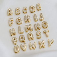 26pcs One Set A-Z Paved CZ 3D Bubble Initial Letters Charms Alphabet English Letter Minimalist Initial Pendants For Jewelry