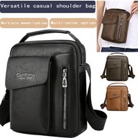 Men's Multi-Color Leather Crossbody Bag, Versatile Casual, Multi-Compartment, Daily Commuting, Stylish & Practical