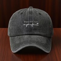 Washed Denim "Perfectly Imperfect" Embroidered Adjustable Baseball Cap