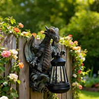 Solar Dragon Wall Hanging Lamp LED Resin Statue Ornament for Outdoor Garden Courtyard Patio Balcony Yard Wall Landscaping Decor