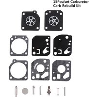 15Pcs/Set Carburetor Carb Gasket Membrane Repair Rebuild Kit Fit For Zama RB-29 Ryobi 26cc & & 30cc Carb Blower Trimmer