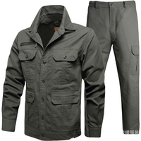 (jacket+pants) Men's Work Clothes Pure Cotton Labor Protection Wear Resistant Electric Welding Auto Repair Flame Retardant Set