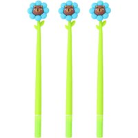 10Pcs/Lot Cute Silicone Flower Shaped Swing Gel Pen 0.5mm Black Neutral Pens Cartoon Panda Capybara Student Writing Stationery