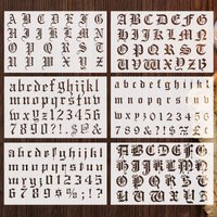 6Pcs Old English Alphabet Letter Stencils Reusable DIY Craft Painting Template for Scrapbook Embossing Album Decor