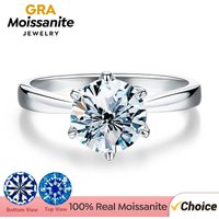 GRA 0.5-1ct Real Moissanite Diamond Ring for Women 925 Sterling Silver Daily Wear Party Gorgeous High Quality Fine Jewelry