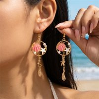 Boho Ocean Style Shell Starfish Drop Earrings For Women Retro Zircon Seashell Star Conch Dangle Earring Beach Party Jewelry