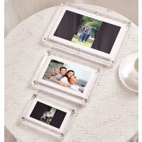 Wholesale 7 inches acrylic digital video photo frame with removable stander 8GB memory IPS screen 1500mah chargeable battery