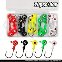 20pcs Lead Head Fishing Jig Hooks Set, Freshwater Saltwater Fishing Jig Hooks for Bass Crappie Trout Panfish